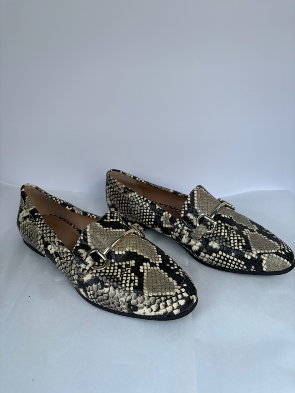 Inc. Leather Snake-Print Loafers with Horsebit Detail - W9
